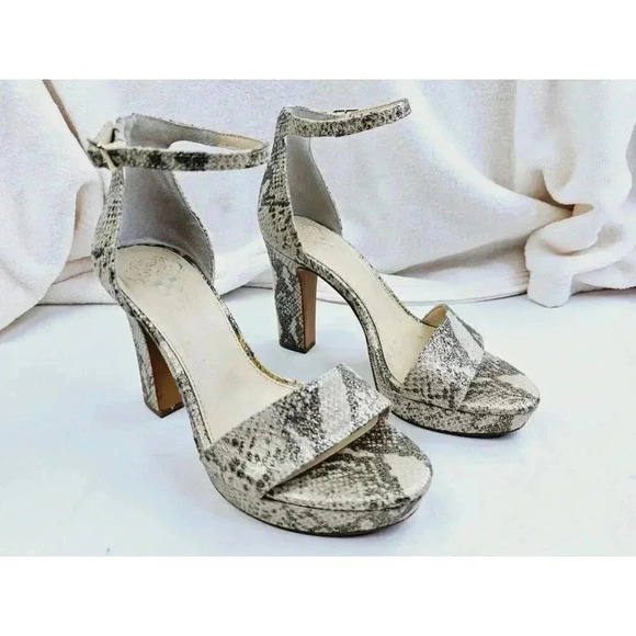 Vince Camuto Size 5.5M Women's Snake Print Adjustable Ankle Strap Open Toe Shoes - Picture 9 of 14